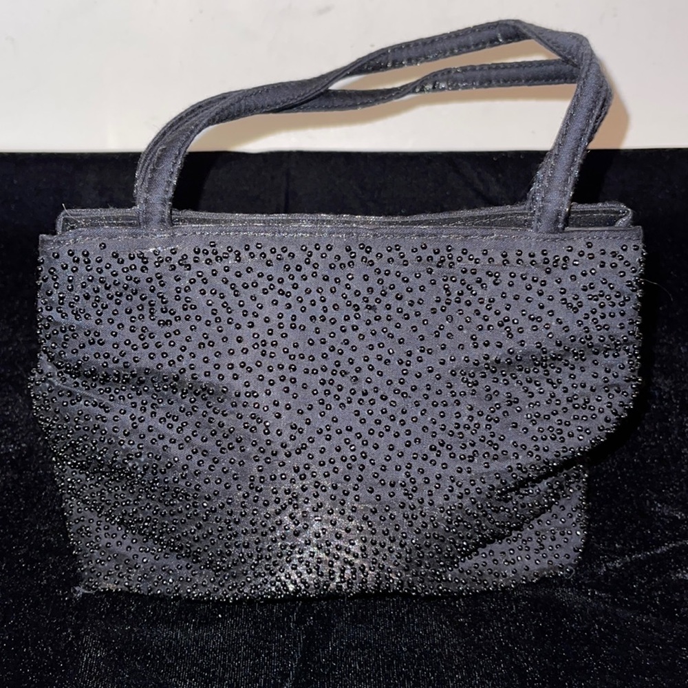 Black Beaded ANN TAYLOR Evening Bag or Small Purse.